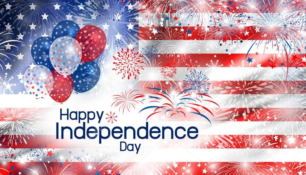 USA 4 july independence day design of america flag with fireworks background 