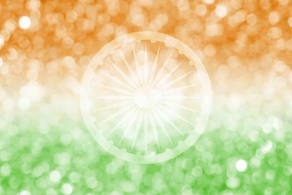 Astratto disegno sfocatura di sfondo della bandiera indiana e bokeh per il giorno dell'indipendenza e altre celebrazioni — Foto Stock