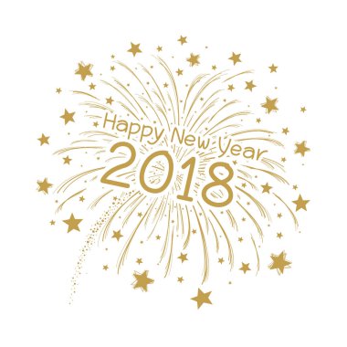 Mutlu yeni yıl 2018 beyaz arka plan üzerinde ile vektör havai fişek