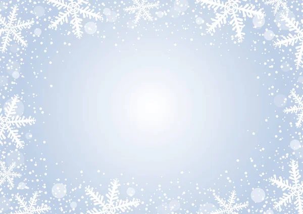 Vector christmas background concept design of white snowflake and snow with copy space — Stock Vector