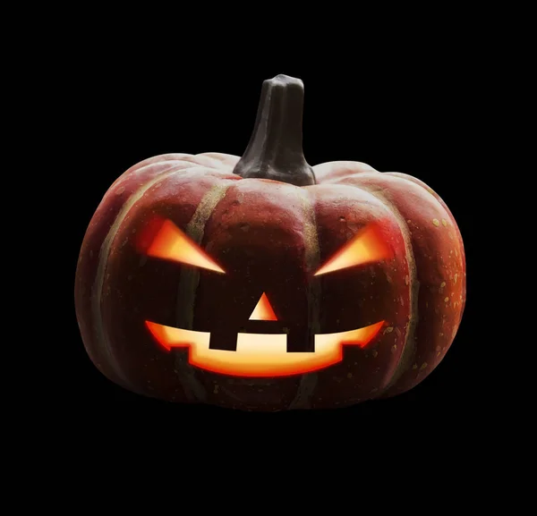 Calabaza de Halloween aislada sobre fondo negro con camino de recorte — Foto de Stock