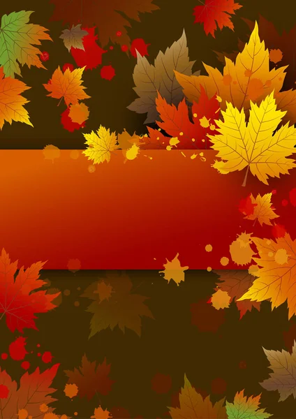 Conception vectorielle de fond d'automne de feuilles d'érable et éclaboussure de couleur avec espace de copie — Image vectorielle