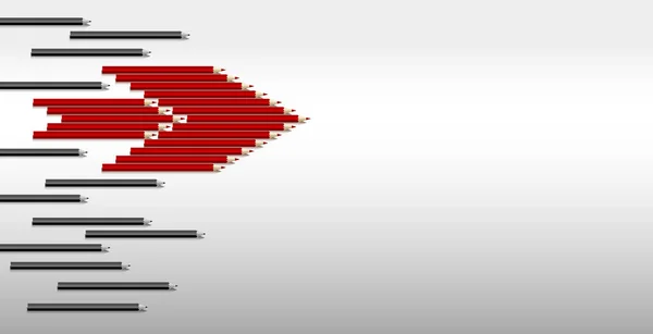 Concepto de liderazgo vectorial de lápiz rojo en grupo de lápiz negro — Archivo Imágenes Vectoriales