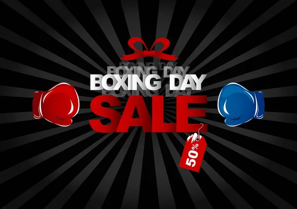 Vector boxing day sale design of boxing gloves and text — Stock Vector