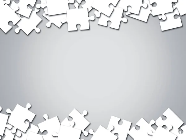 White jigsaw puzzle on gray background with copy space — Stock Photo, Image