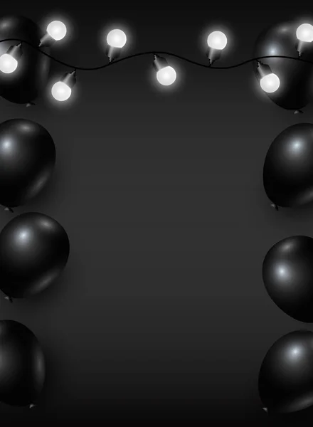 Balon ve ampul vektör siyah Cuma arka plan tasarımı — Stok Vektör