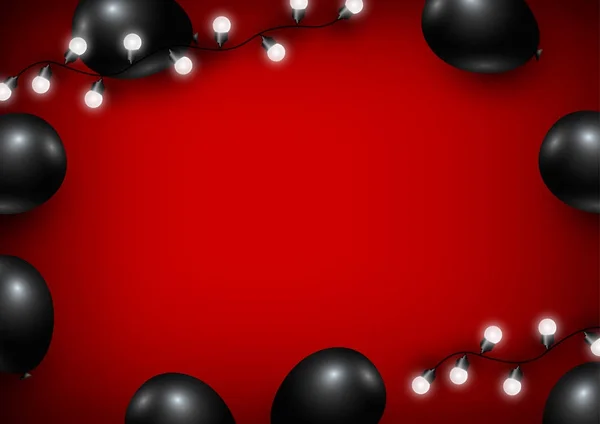 气球和灯泡上红色背景 — 图库矢量图片