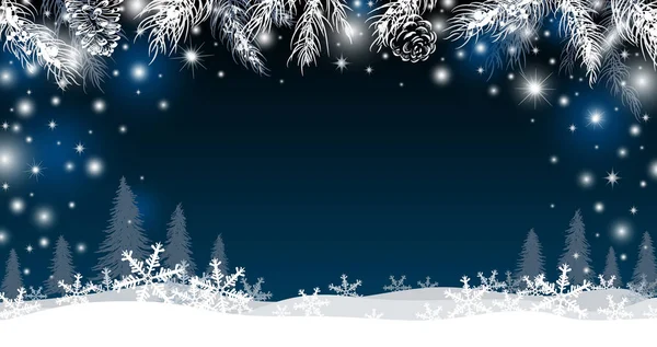 Conception de fond de Noël de feuilles de pin dans l'illustration vectorielle d'hiver — Image vectorielle