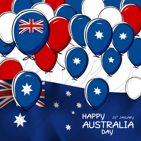 Australien Tag Design der Flagge und Ballon auf weißem Hintergrund Vektor Illustration — Stockvektor