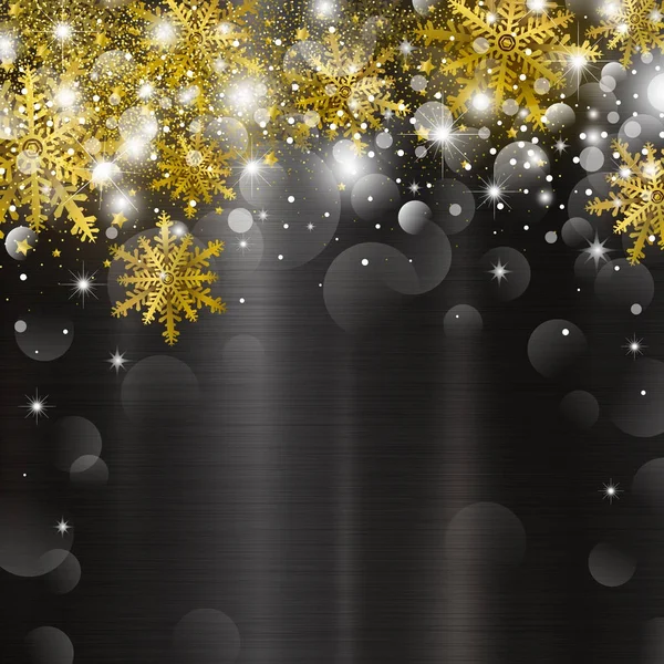 Christmas background design of bokeh light and snowflake on metal vector illustration — 图库矢量图片