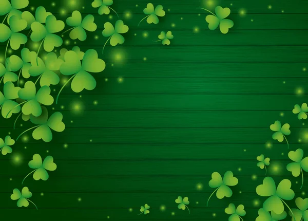 St Patricks diseño de fondo de día de hojas de trébol con ilustración de vectores de espacio de copia — Vector de stock