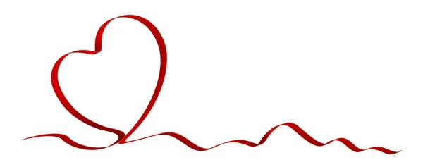 Hjärta form av rött band isolerad på vit bakgrund vektorillustration — Stock vektor