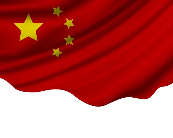 China bandeira de tecido isolado no fundo branco ilustração — Fotografia de Stock