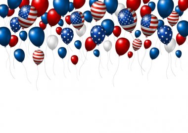 Amerikan bayrağı üzerinde beyaz arka plan vektör illüstrasyon izole ABD ya da Amerika balon tasarımını