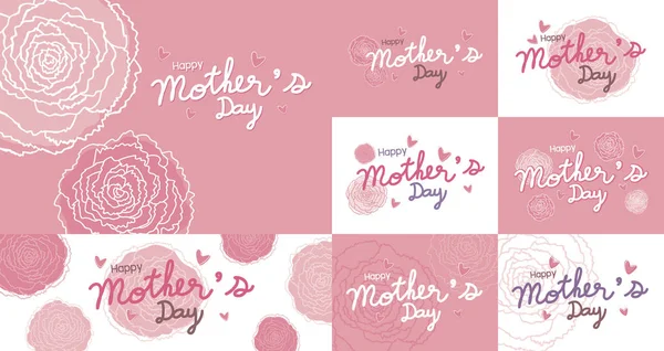 Ευτυχισμένος μητέρες ημέρα σχεδιασμό και φόντο ροζ γαρύφαλλο λουλούδια διανυσματικά εικονογράφηση — Διανυσματικό Αρχείο