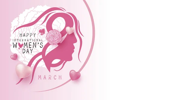 8 marzo feliz diseño del día de las mujeres en la ilustración del vector de fondo blanco — Vector de stock