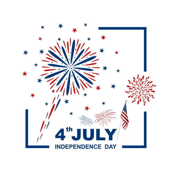 4 juli de dag van de onafhankelijkheid van de Verenigde Staten ontwerp op witte achtergrond vector illustratie — Stockvector