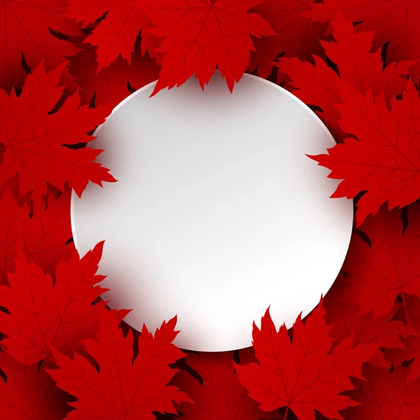 Projeto do dia do Canadá de papel branco em branco e fundo de folhas de bordo vermelho com cópia espaço vetor ilustração — Vetor de Stock