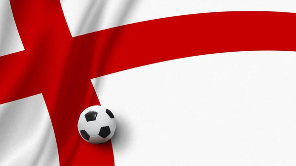 Pelota de fútbol en el fondo de la bandera de Inglaterra con espacio de copia — Foto de Stock