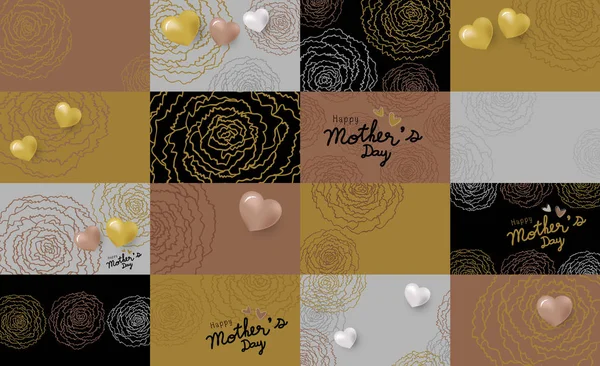 Conjunto de madres día tarjeta diseño de flores de clavel fondo vector ilustración — Archivo Imágenes Vectoriales