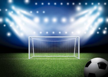 Futbol gol ve Futbol Stadyumu Spot arka plan ile
