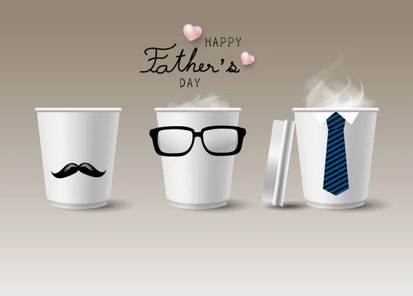 Dzień Ojca koncepcja z kubek gorącej kawy na brązowe tło wektor ilustracja — Wektor stockowy