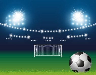 Futbol topu ve stadyum Spot arka plan ile hedef illüstrasyon vektör