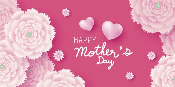 Muttertagskarte Konzept Design von rosa Blumen Vektor Illustration — Stockvektor