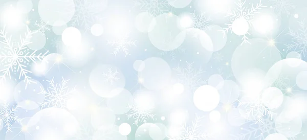 Boże Narodzenie tło projekt płatków śniegu i bokeh światła wektor ilustracji — Wektor stockowy