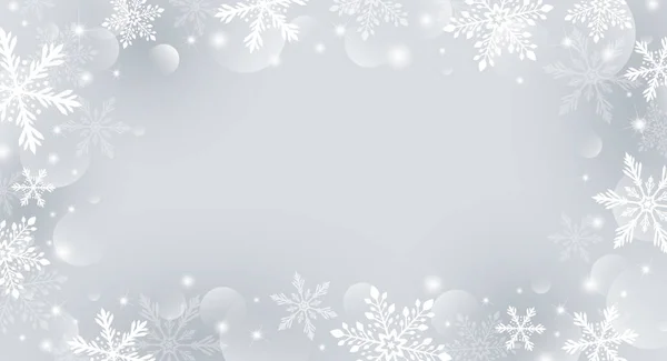 Diseño de fondo de Navidad de copo de nieve y bokeh con ilustración vectorial efecto luz — Vector de stock