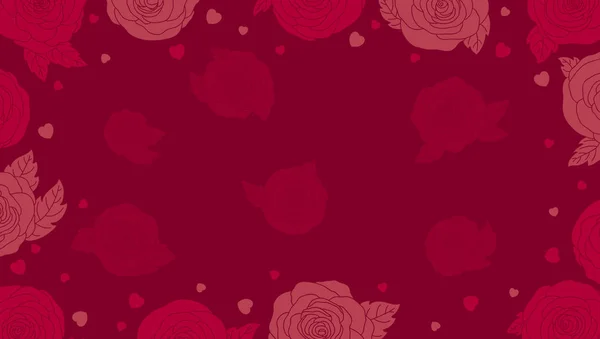 Dia dos Namorados projeto de fundo de flor de rosa e coração com cópia espaço vetor ilustração —  Vetores de Stock