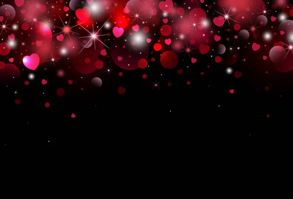 Valentines day background design of heart with bokeh light vector illustration — 스톡 벡터