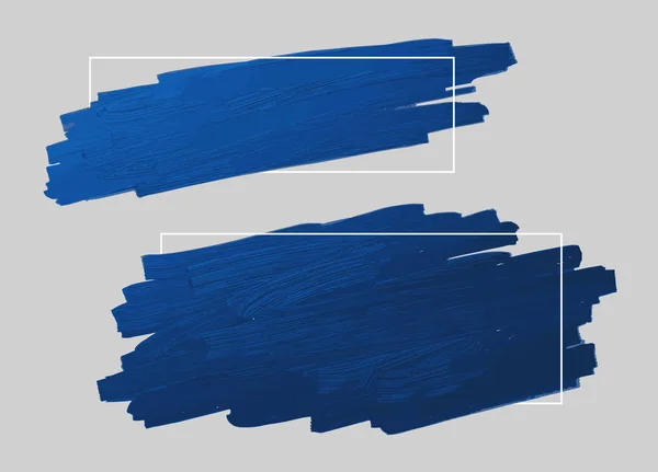 青いブラシストロークとコピースペースベクトルイラストとラインフレーム — ストックベクタ