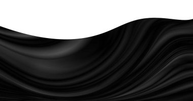 Kopya alanı olan soyut siyah kumaş beyaz arkaplanda izole edildi