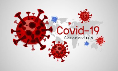 Dünya haritalı Coronavirus hastalığı Covid-19 tasarımı