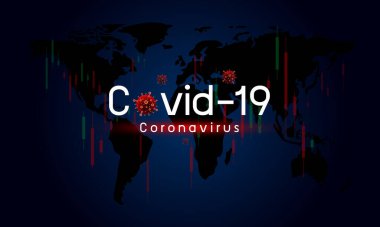 Covid-19 veya Coronavirus küresel ekonomiyi etkiler borsa vektör çizimi