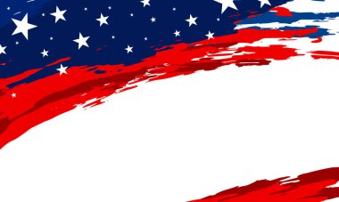 Beyaz arkaplan vektör illüstrasyonunda ABD bayrağı boya fırçası pankartı