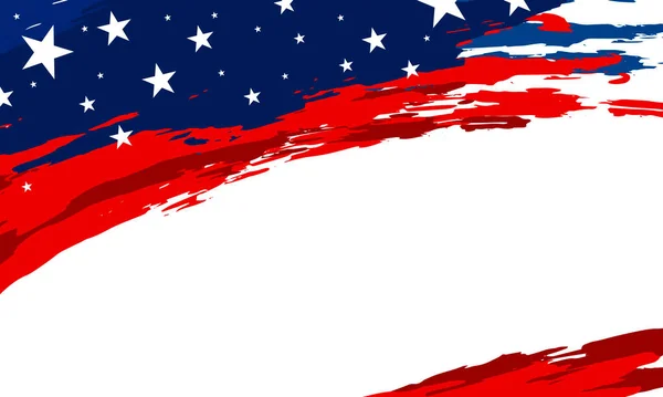 アメリカ国旗ブラシバナー白い背景ベクトルイラスト — ストックベクタ