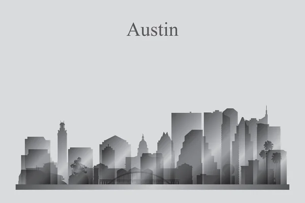 Austin city skyline silhouette in grayscale — Stock Vector