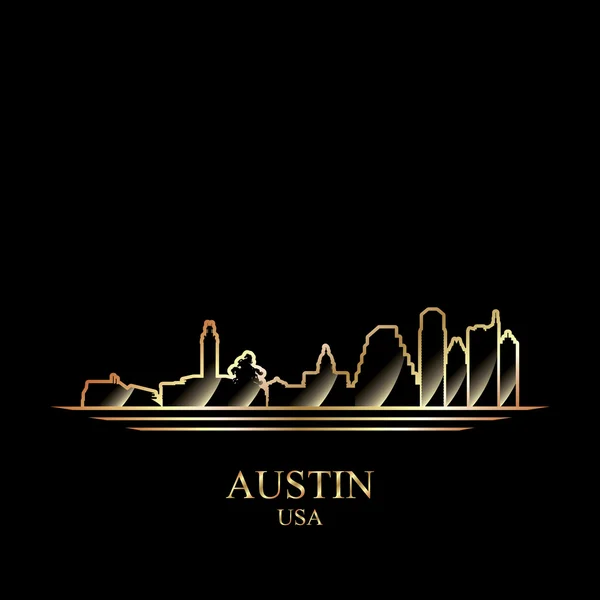 Silhouette or d'Austin sur fond noir — Image vectorielle
