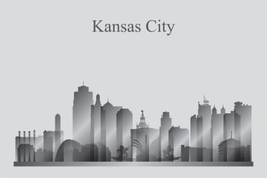 Kansas City skyline siluet gri tonlamalı