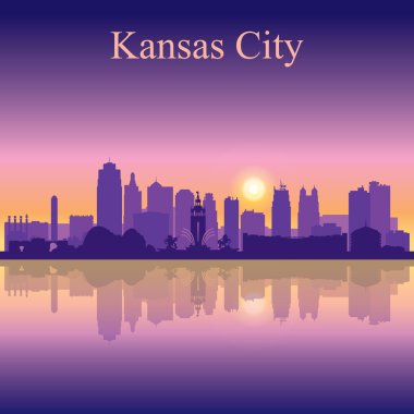 Kansas City siluet günbatımı arka plan üzerinde