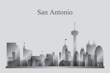 San Antonio şehir manzarası siluet gri tonlamalı