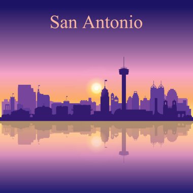 San Antonio siluet günbatımı arka plan üzerinde