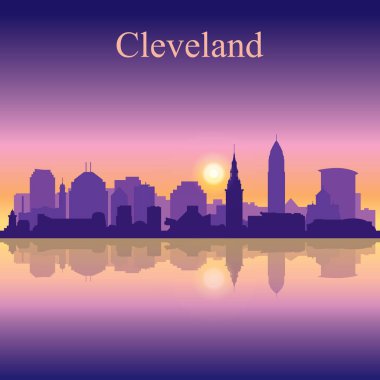 Cleveland siluet günbatımı arka plan üzerinde