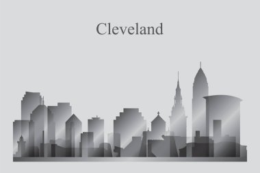 Cleveland şehir manzarası siluet gri tonlamalı