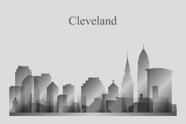 Cleveland city skyline van silhouet in grijstinten — Stockvector