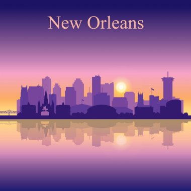 New Orleans siluet günbatımı arka plan üzerinde