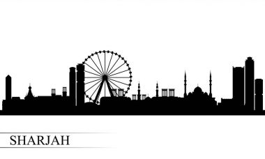 Sharjah şehir manzarası siluet arka plan