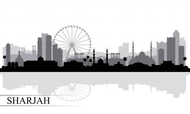 Sharjah şehir manzarası siluet arka plan